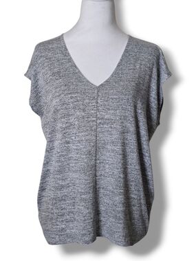 Market & Spruce Heather Gray V-Neck Knit Sleeveless Blouse - Size Small